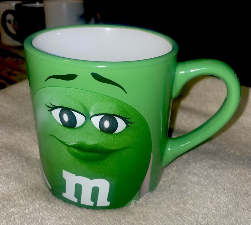 M&M's Green Girl Coffee Mug Cup 2016 Mars Candy Ceramic Large 16oz 
