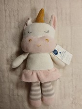 Living Textiles Baby Knit 14" Kenzie Unicorn Plush Toy w/Rattle Crochet Lovey