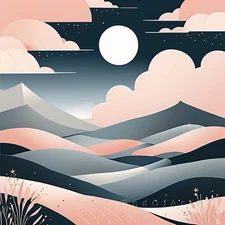 Minimalist Landscape Twinkling Night Slopes Canvas Wall Art Picture