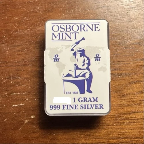 Osborne Mint 1 Gram 999 Fine Silver Bars Lot of 5, Total 5g, 999 Fineness Silver