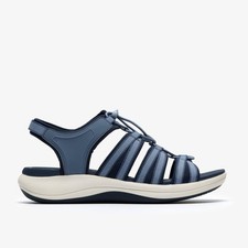 Clarks Womens Mira Mabel Navy Flat Sandals Textile Sports