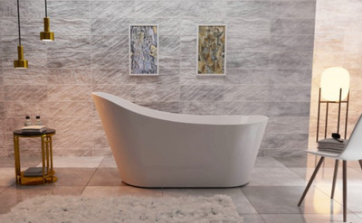BRAIDER MEMORIA Freistehende Badewanne Standbadewanne Acryl Weiß 170 x 75 cm 1