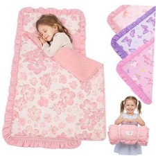 Toddler Nap Mat with Removable Pillow for Girls - Soft Daycare Nap Creamy Pink