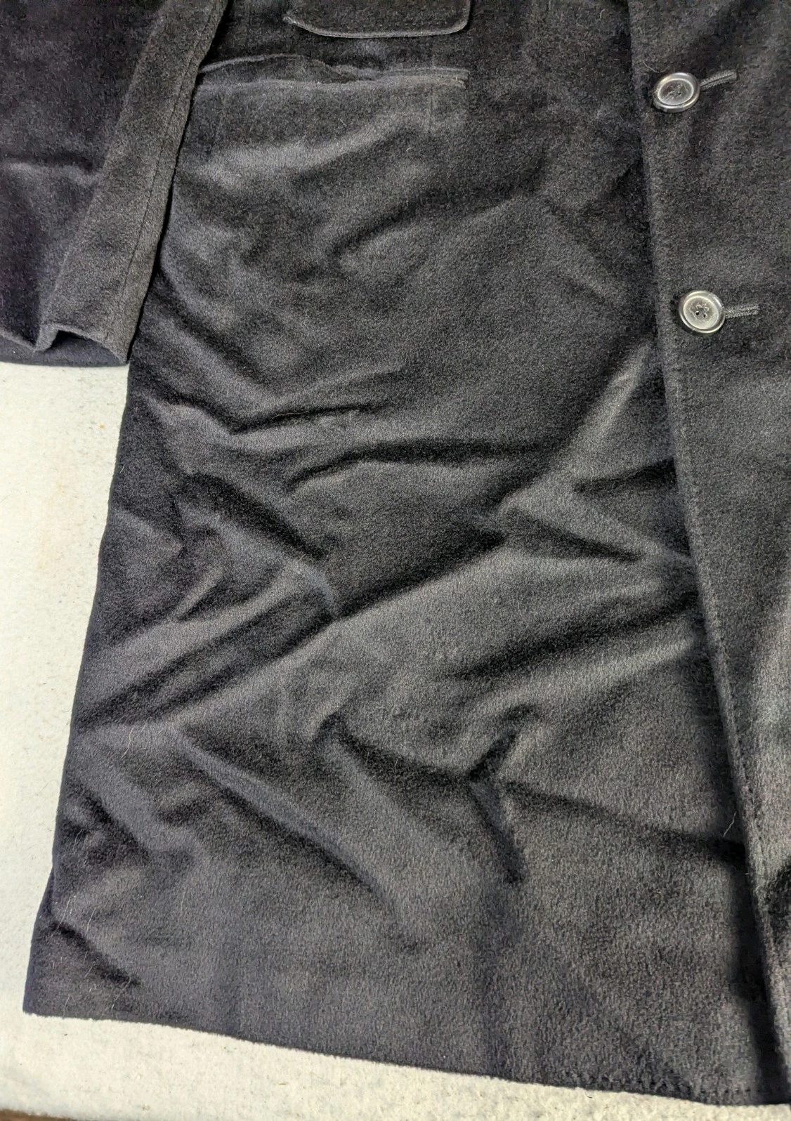 Hickey Freeman Coat Mens 44 Long 100% Wool Black Overcoat Jacket- Union Made - product detail image 22