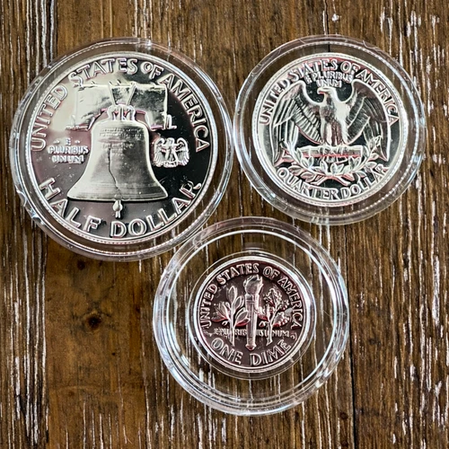 1960 Silver Proof Coin Lot Franklin Half Dollar Quarter Dime 90% Silver