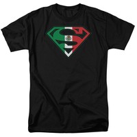 Dc Comics Superman Mexican Flag Shield Herren Unisex T-Shirt Schwarz