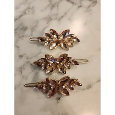 Set Of 3 Crystal Rhinestone Butterfly Hair Clips