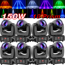 8PCS 18Prism 150W Moving Head Stage Light RGBW Beam Gobo Strobe Party LED Lights