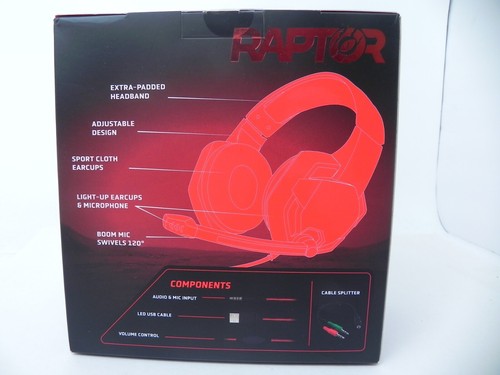 New Raptor Pro Plus Gaming Headset With Led Lights Red and Black PBGH6RD - Picture 5 of 7