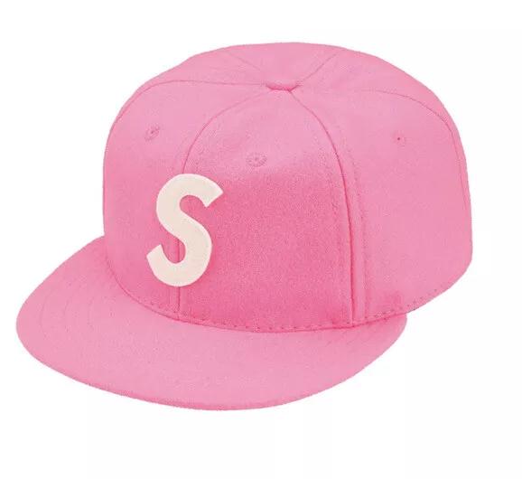 Supreme Ebbets S Logo Fitted 6-Panel Hat Pink Size 7 5/8