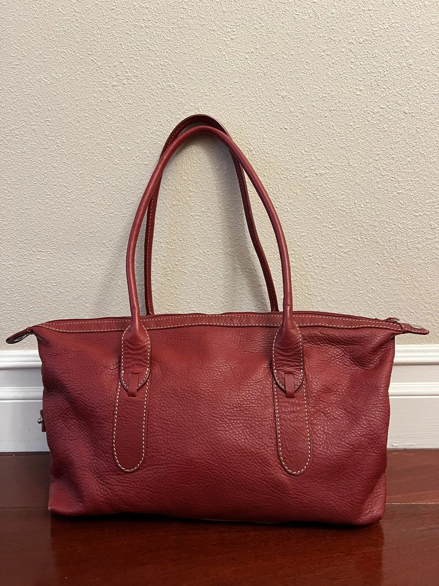 Hot pink top leather tote