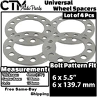 4x 1/4" Thick 6x5.5" (6x139.7mm) Universal Wheel Spacer Silverado Suburban Tahoe