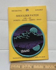 NIP Idaho Full Moon Behind the Mountains Round Embroidered Souvenir Patch Badge