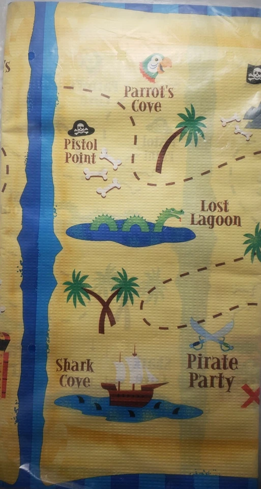 Mantel Piratas Tesoro Papel Pirata Fiesta de Cumpleaños 54 x 102 Nuevo Foto 3 de 4