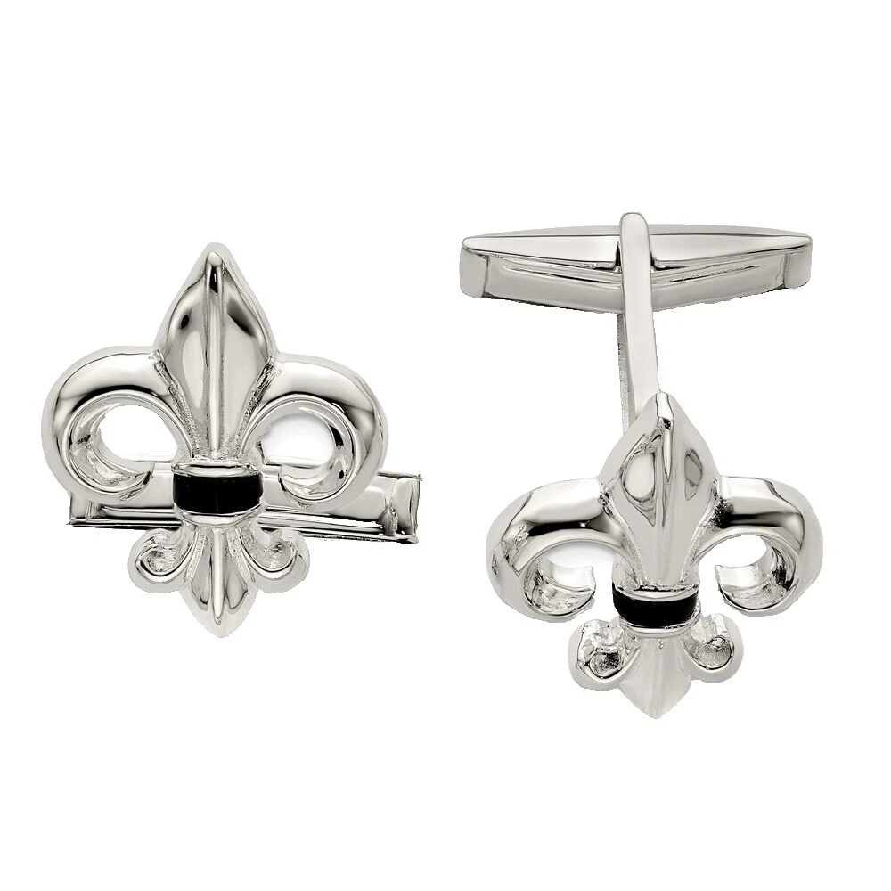 Plata de Ley Onyx Negro Cufflinks para hombres