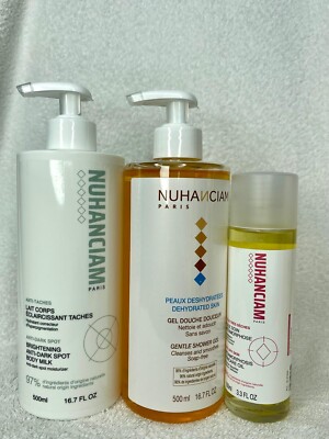 Lait éclaircissant Nuhanciam + Gel Douche + Huile - Soins Anti-taches, 1100ml