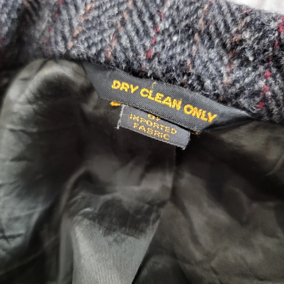 Vintage Harris Tweed Handwoven Scottish Wool Jacket Mens Gray Two-Button Career - Image 3 of 4