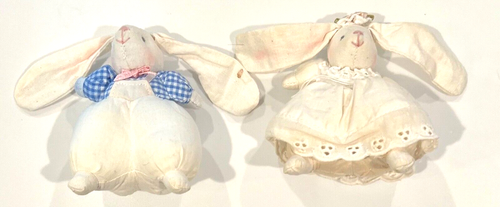 Bambola vintage coniglietto coniglietto panno ragazzo e ragazza vestita per Pasqua, altezza 4" - Foto 2 di 7