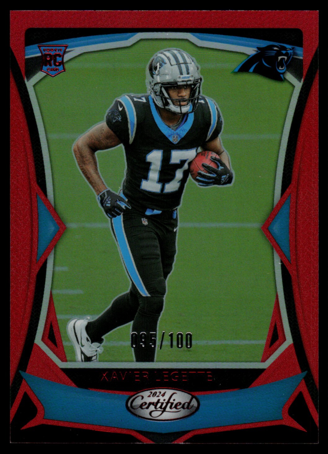 Xavier Legette 2024 Panini Certified Red #123 095/100 Carolina Panthers
