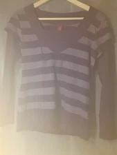 Gitano Vintage 90s Striped VNeck Long/Short Sleeve Top Size Medium Twofer