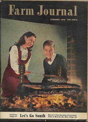 FARM JOURNAL Feb 1948 CORN BELT SOIL HUNGER CHEAPER SUGAR beautiful ads 