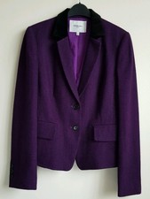 L.k Bennett Purple Tweed Blazer Jacket With Velvet Collar Size 12 Rrp £325