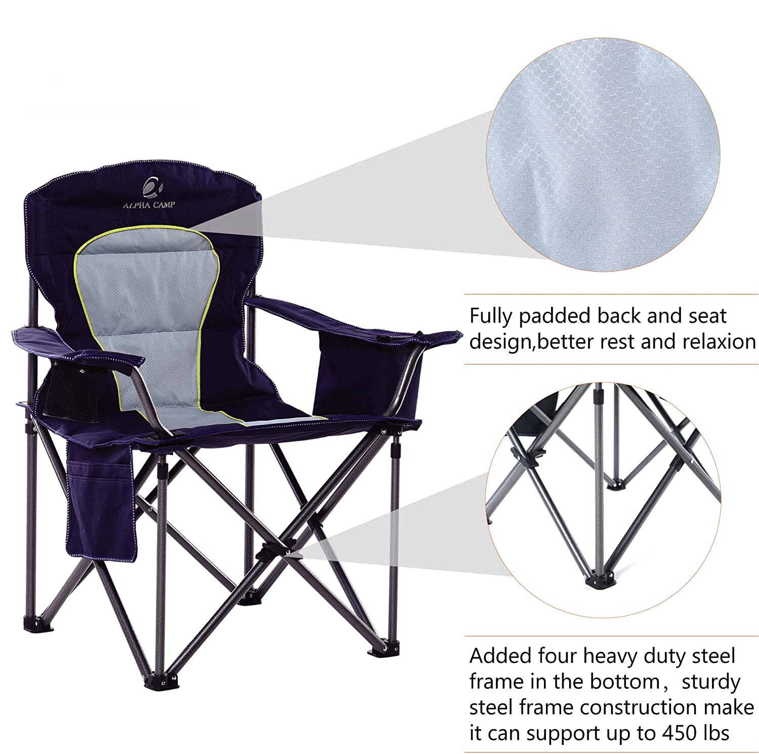 Oversize Camping Chairs Heavy Duty Outdoor Patio Garden Folding Beach Chair UK eBay
