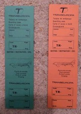 Transeuropa Caravelle Boarding Pass Unused 1980s Spain Airline Green or Orange 