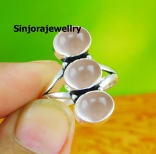 Rose Quartz Gemstone ring 925 sterling silver handmade Gift US size 5 to 10