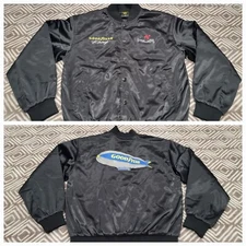 HUF x Goodyear Racing Satin Bomber Jacket Snap Black Men Small Embroidered