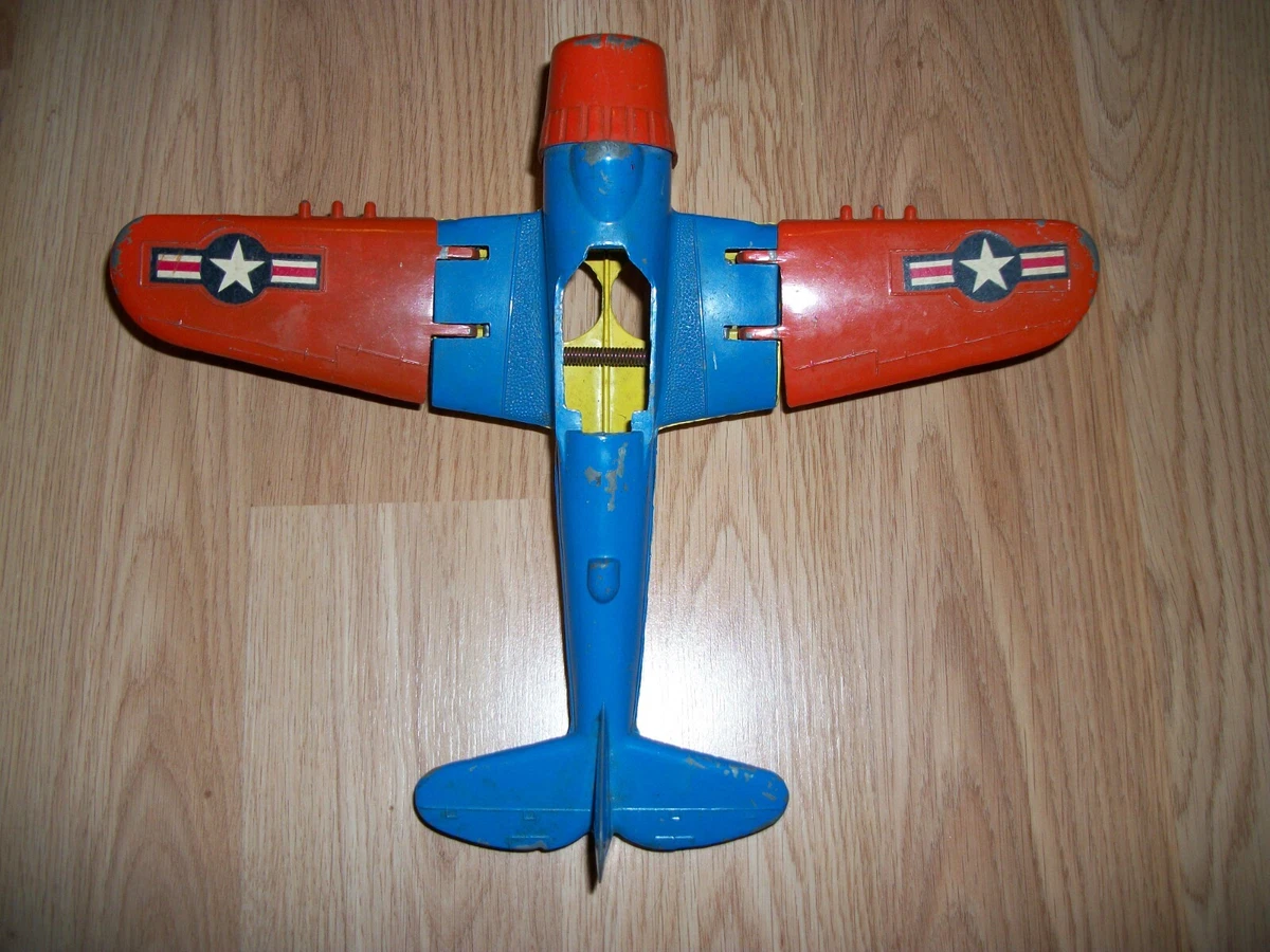 HUBLEY KIDDIE TOY PLANE VINTAGE WW2 FOLDING WINGS METAL HEAVY DUTY