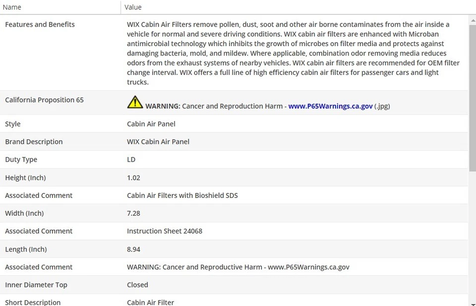Салонный воздушный фильтр WIX для LLINCOLN MKS 2010-2016 V6-3,7 л - Изображение 3 из 4