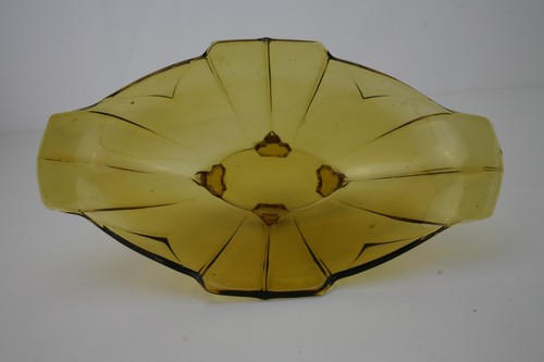Vintage(1930s)Sowerby Amber Art Deco Oval Flared Bowl, Excellent - Picture 6 of 7