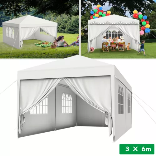 3x6m Klappzelt Festzelt Faltpavillon Partyzelt Pavillon Garten mit 6 Seitenteile