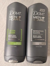 DOVE Men+Care, Body & Face Wash, Extra Fresh + SENSITIVE CLEAN 13.5.oz (2pk) 