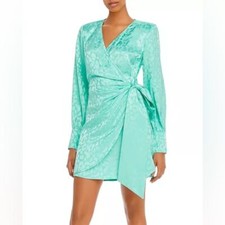 Andamane Carly Leopard-Print Wrap Dress in Leopard Green size medium NWT