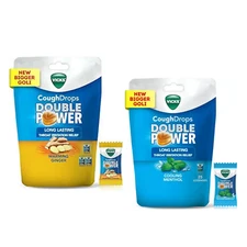 Vicks Cough Drops Double Power 25 Ct Menthol & Ginger Flavor for Cough & Throat