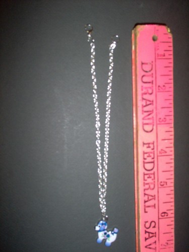 American girl doll size necklace porcelain puppy, silver chain, #41