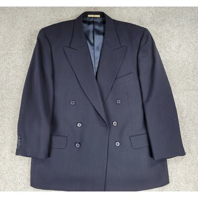 Joseph Abboud Nordstrom Blazer Mens 41S Navy Peak Lapel Double Breasted Coat