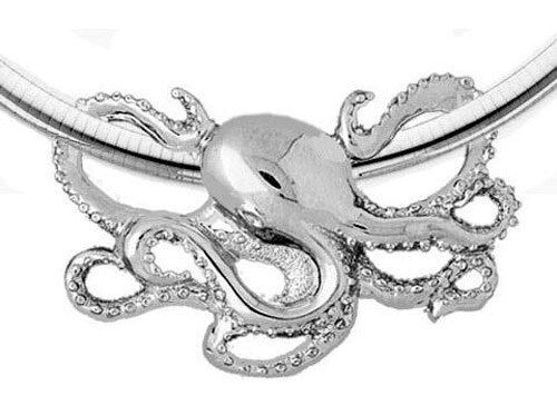 NEW .925 Sterling Silver Octopus Slide Pendant - Afbeelding 1 van 1