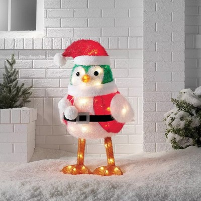 New Wondershop LED Tinsel Santa Bird Christmas Decor Holiday Featherly Friend