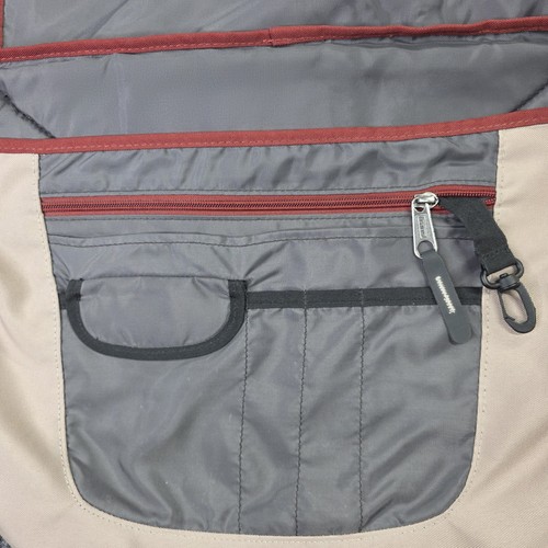 JanSport Trans Messenger Bag Tan Burgundy Trim Laptop Sleeve Work Tote Carry On - Picture 5 of 13
