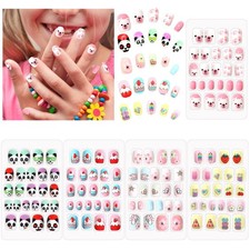 120PCS Kids False Nails Press On Stick On Full Cover Nail Art Gift for Girls