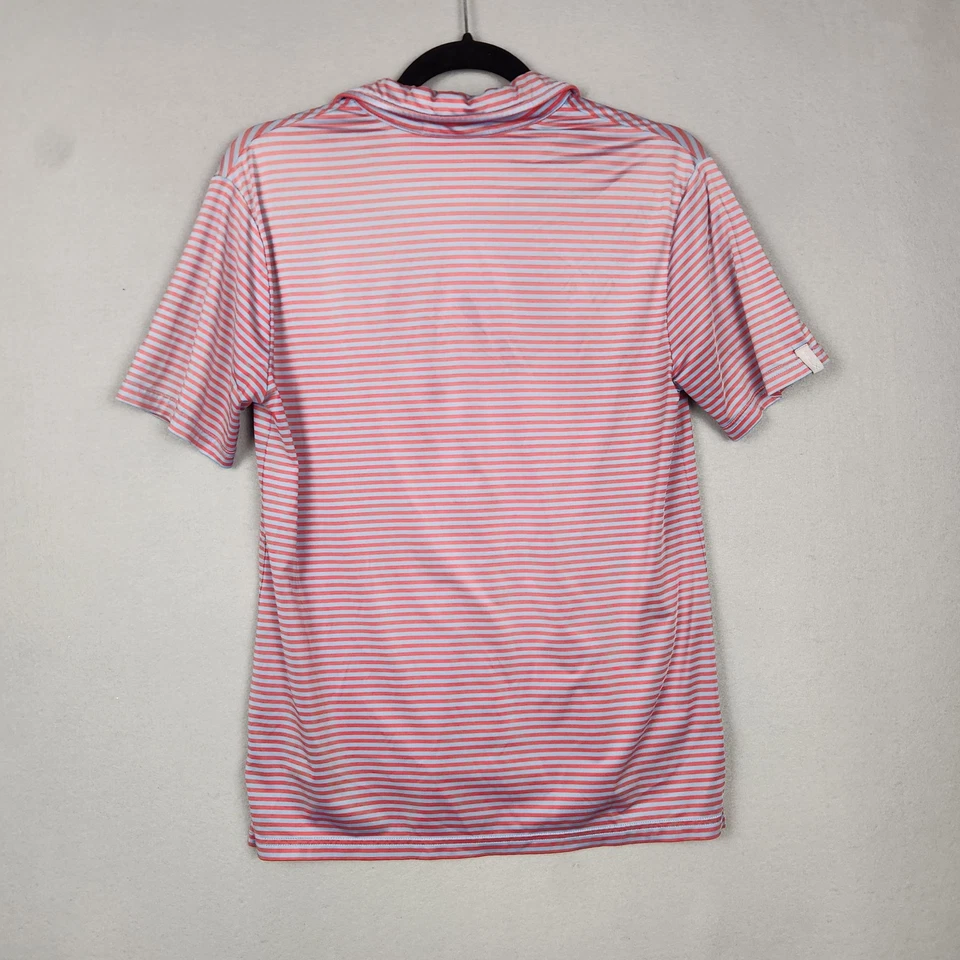 Рубашка поло женская RLX Ralph Lauren большая розовая синяя в полоску Pinehurst Golf 1895 - Изображение 3 из 4