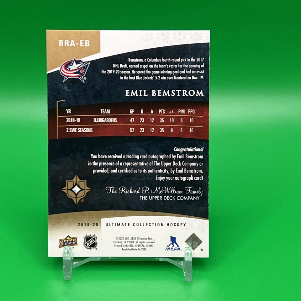 2019-20 UD Ultimate Collection - Retro Rookies Auto Emil Bemstrom #RRA-BE /225 - Image 2 of 2
