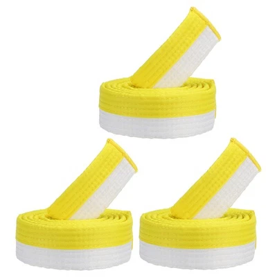 Taekwondo-Ranggürtel,3er-Pack 1,6"x6Ft 2M Judo-Karate-Gürtel,Weiß-Gelb - Bild 1 von 4