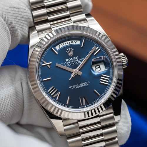 ROLEX Day-Date 40 Blue Roman Dial White Gold President 228239 ...