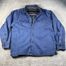 Vtg Scandia Woods Jacket Mens Large Fleece Lined Shacket Shirt Button Up Denim