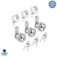 3 Pack Zinc Cam Locks for Cabinets Drawers, Keyed Alike