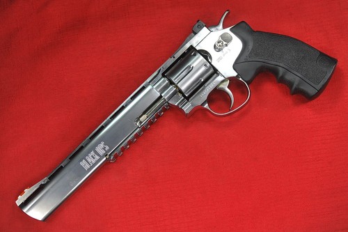 Black Ops Exterminator 8" Full Metal Revolver - Chrome Metal Finish w/Blackhawk